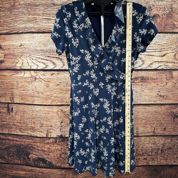 Floral Blue Wrap Dress - Picture 8 of 11